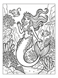Mermaid Princess Waving In Deep Sea