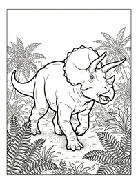 Triceratops Running Through Fern Valley