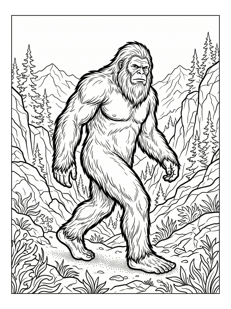 Yeti Walking In Alpine Valley