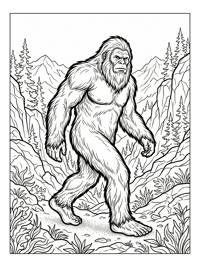 Yeti Walking In Alpine Valley