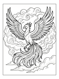 Phoenix Spreading Wings In Clouds