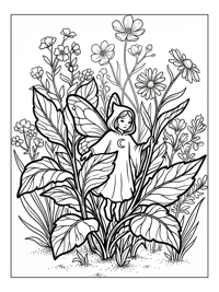 Moon Fairy Peeking Among Wildflowers