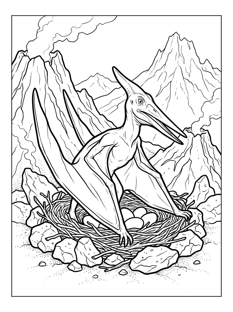 Short-Tailed Pterodactyl Nesting Volcanic