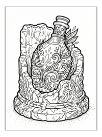 Ornate Bottle Resting On Stone Pedestal