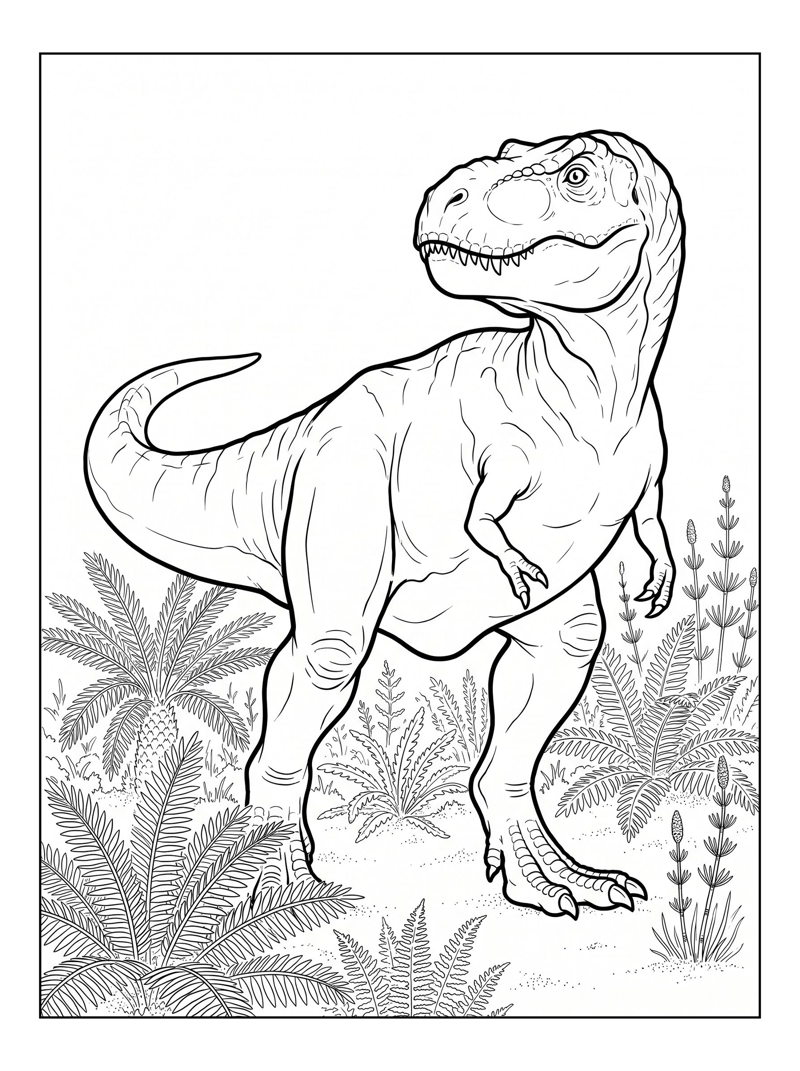 Tyrannosaurus Guarding Ancient Fern Field