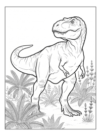 Tyrannosaurus Guarding Ancient Fern Field