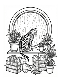 Bengal Cat Watching Rain By Window