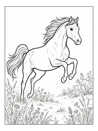 Arabian Horse Jumping In Prairie