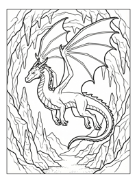 Mountain Dragon Gliding Through Deep Cave