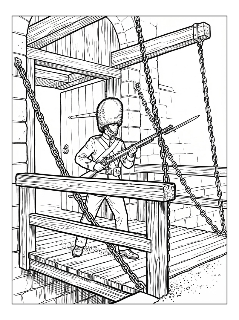 Royal Guard Standing On Drawbridge