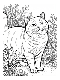 British Shorthair Cat Purring In Garden