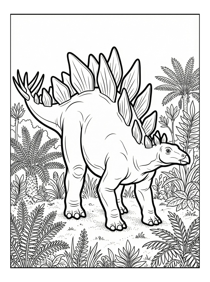 Stegosaurus Standing In Lush Meadow