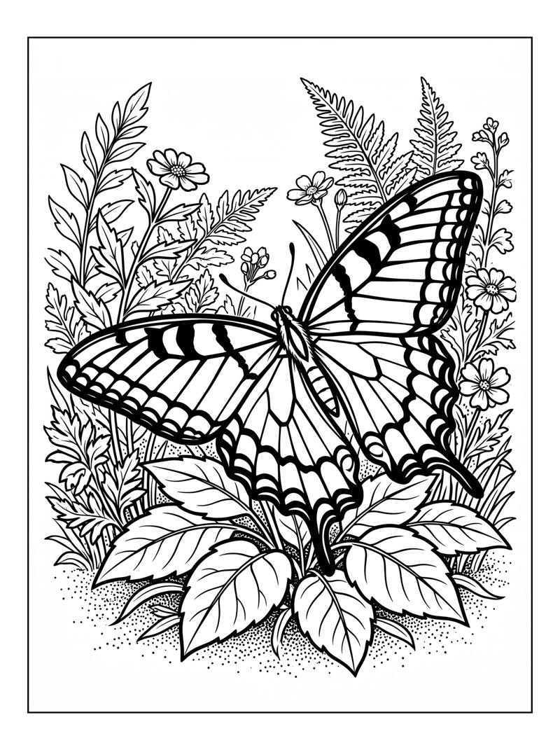 Swallowtail Butterfly Resting Forest Clearing