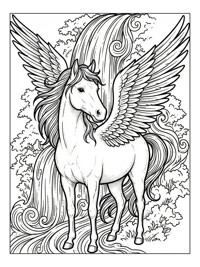 Pegasus Stands Tall By Waterfall