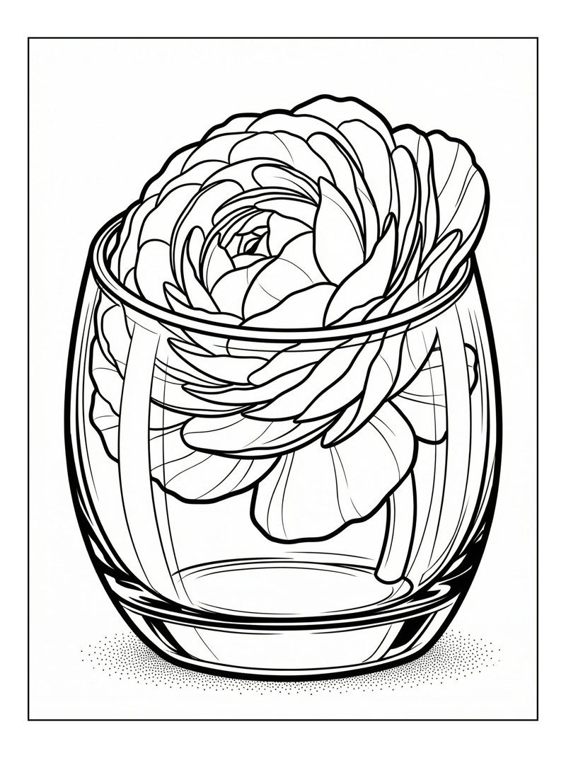 Ranunculus Unfolding In Glass Vase