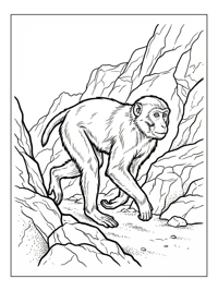 Macaque Running Rocky Outcrop