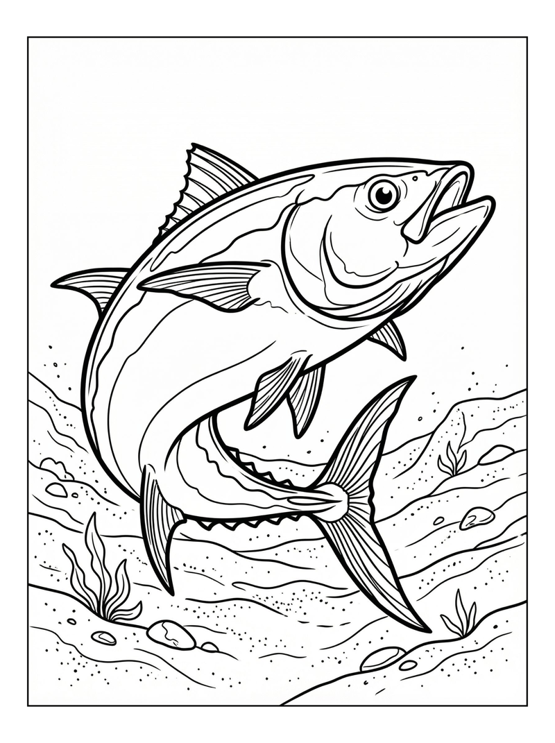 Tuna Swimming Sandy Seabed