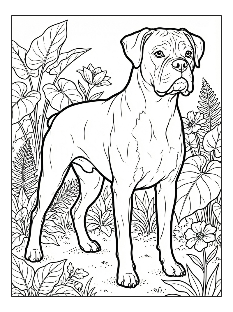 Boxer Dog Standing In Garden