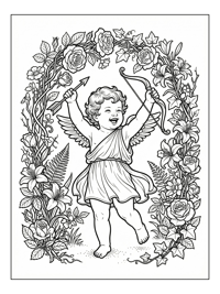 Toddler Cupid Celebrating Floral Archway