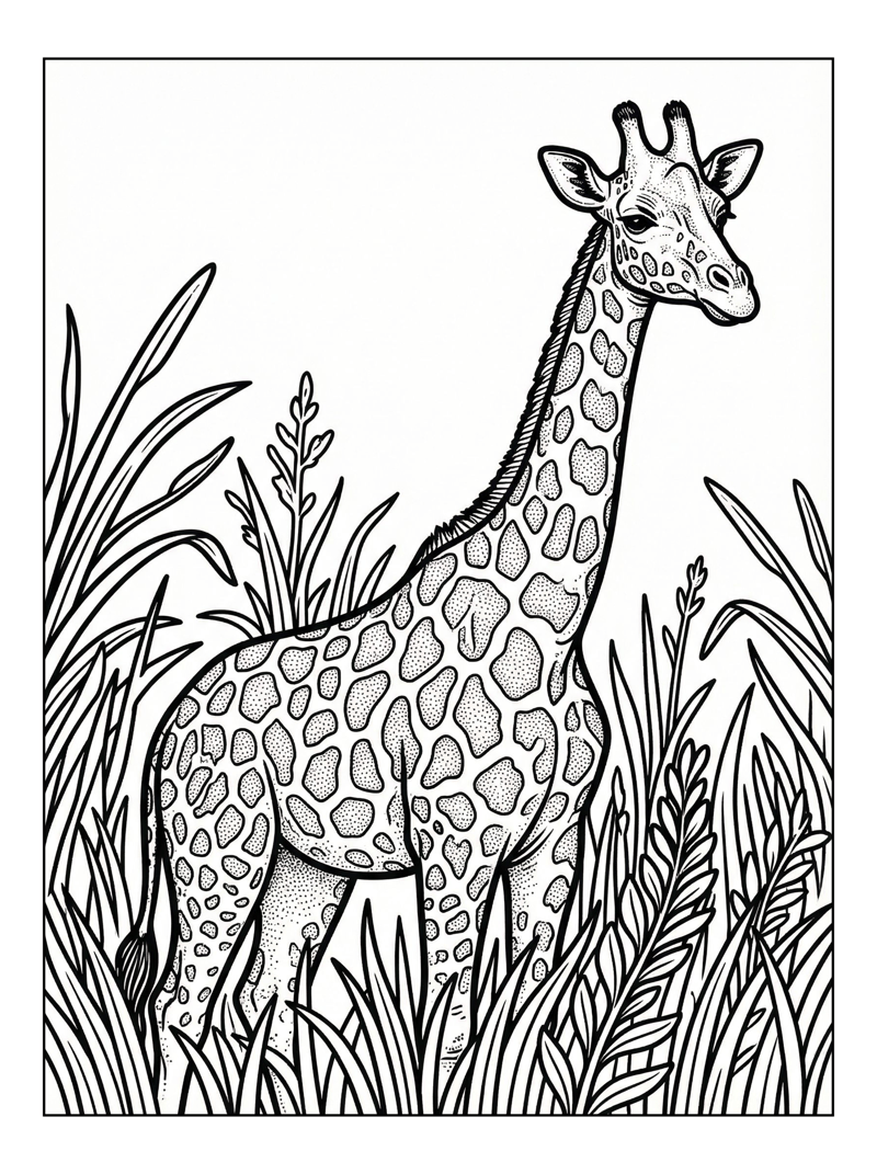 Rothschild Giraffe Stands In Tall Grass
