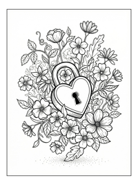 Heart Lock Surrounded By Flower Garden