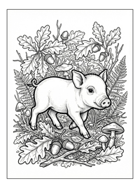 Piglet Trotting Through Forest Floor