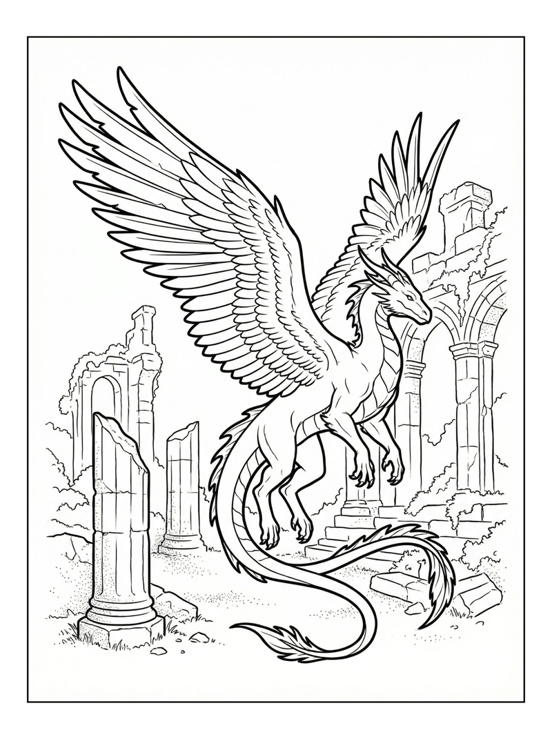 Dragon Soaring Ancient Ruins