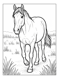 Clydesdale Horse Trotting In Grassy Paddock