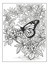 Monarch Butterfly Perching Apple Blossoms