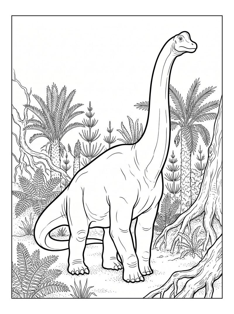 Brachiosaurus Standing In Prehistoric Swamp