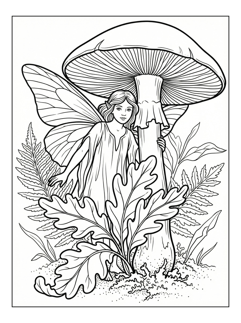 Woodland Fairy Peeking Under Toadstool