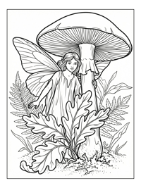 Woodland Fairy Peeking Under Toadstool