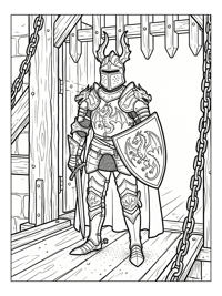 Dragon Knight Guarding Castle Drawbridge