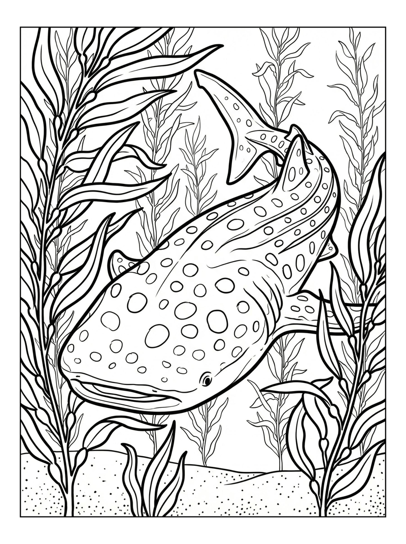 Whale Shark Swimming In Kelp Forest