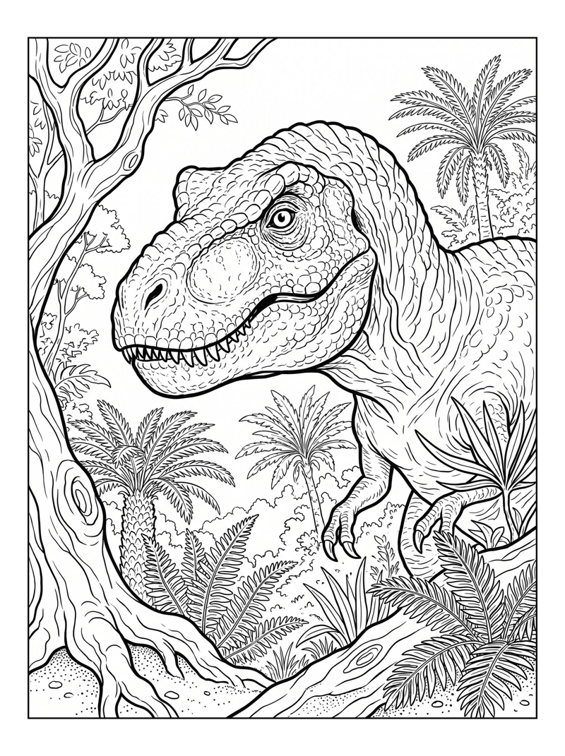Tyrannosaurus Rex Gazing Forest Scene
