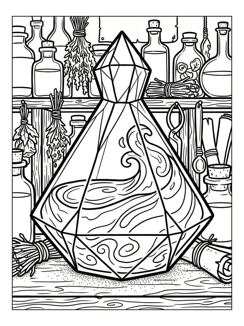 Diamond Flask Swirling On Alchemist Shelf