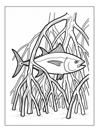 Tuna Fish Hiding Mangrove Roots