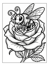 Bee Grooms Antennae In Blooming Rose