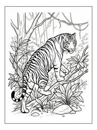 Tiger Climbing Jungle Plants