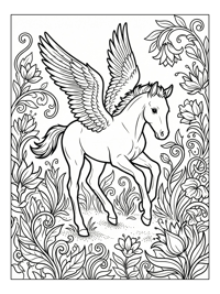 Winged Foal Landing In Enchanted Meadow