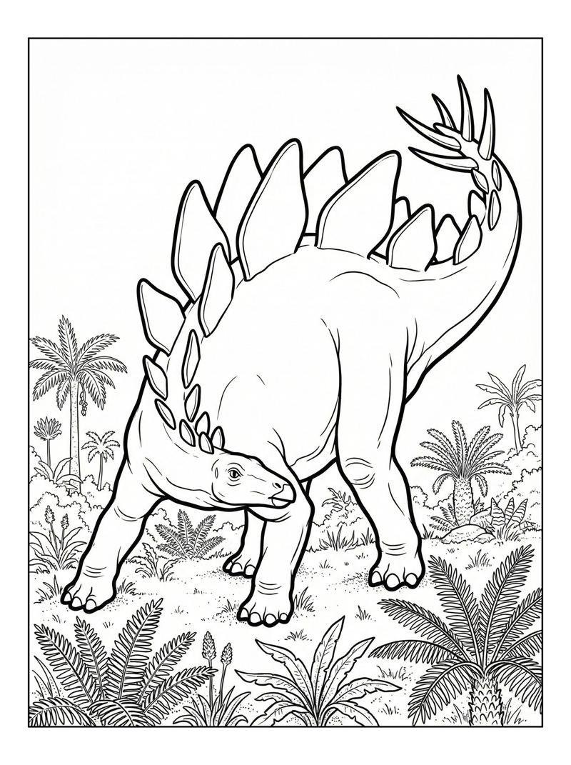 Stegosaurus Stretching In Lush Meadow