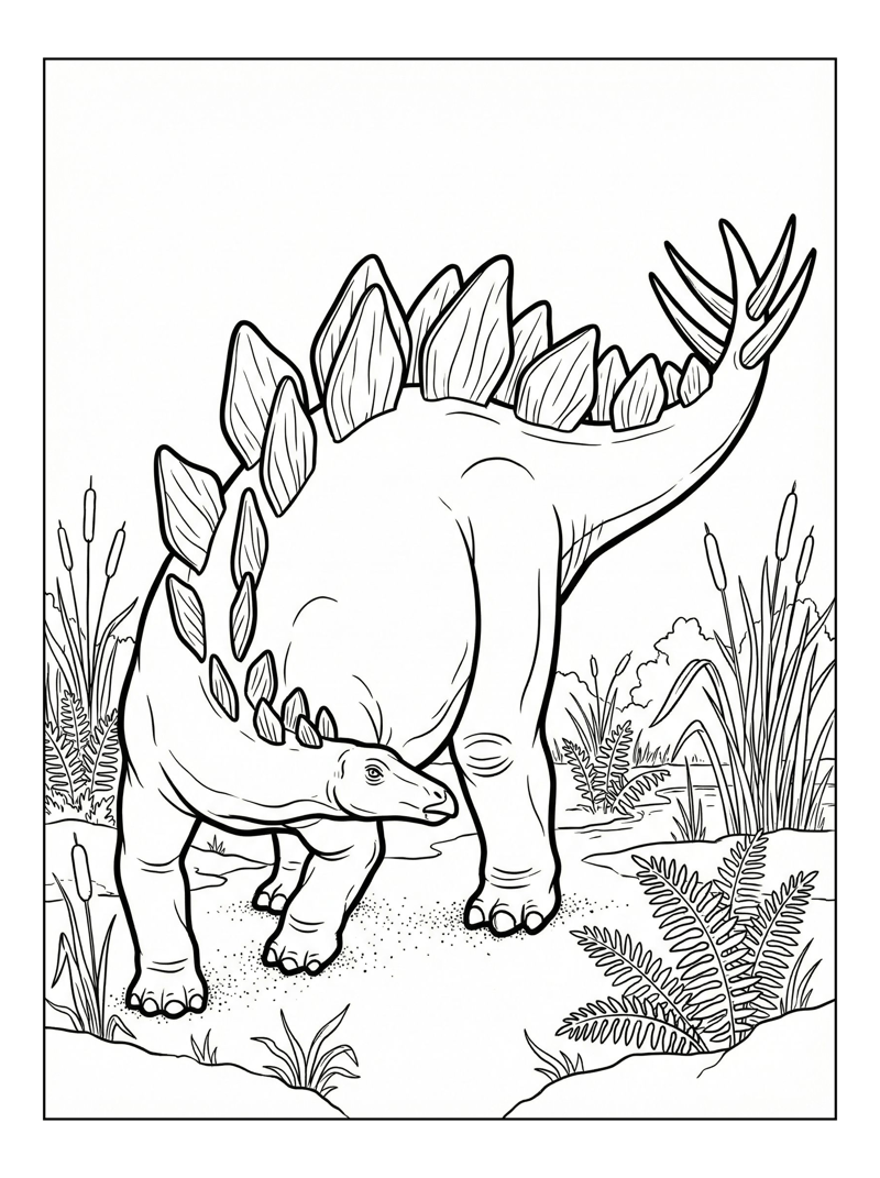 Stegosaurus Mother Baby Swampy Marsh