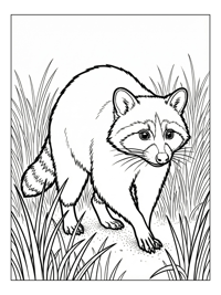 Crab-eating Racoon Walking In Tall Grass