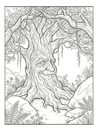 Whimsical Tree Face In Sunny Glade
