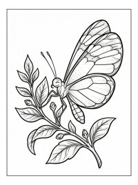 Glasswing Butterfly Resting On Leafy Stem