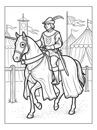 Squire Riding Horse At Medieval Tournament