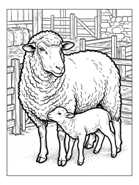 Merino Sheep Lamb Nursing Farmyard