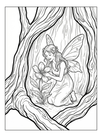 Star Fairy Tending Flower In Tree