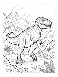 Tyrannosaurus Walking Volcanic Landscape