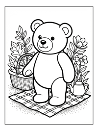 Baby Teddy Bear Standing At Picnic Site